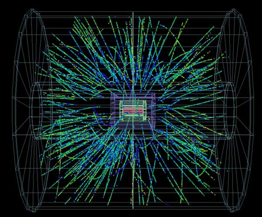 Protonai dužta su švino branduoliu padarydami dalelių lietų ALICE detektoriuje. ATLAS, CMS ir LHCb taip pat registravo susidūrimus šiandien ryte
